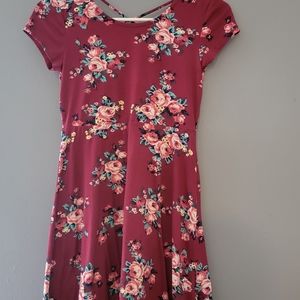 Beautees girls red floral pattern dress size 10